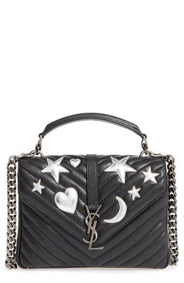 Saint Laurent Medium College Quilted Leather Shoulder Bag -