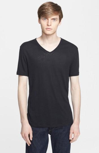 Men's John Varvatos Star Usa Pintuck V-neck T-shirt, Size - Black