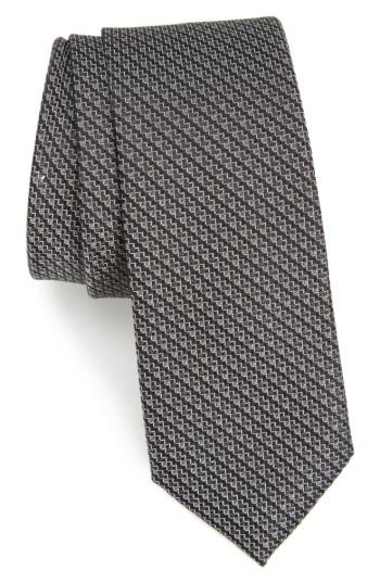 Men's Calibrate Stellar Textured Silk Tie, Size - Black