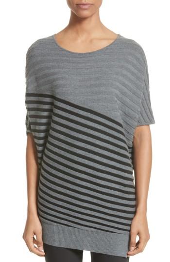 Women's St. John Collection Stripe Wool Asymmetrical Sweater