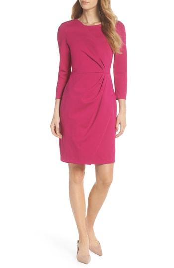 Women's Eliza J Faux Wrap Ponte Sheath Dress - Pink