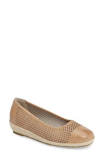 Women's David Tate Nadine Perforated Espadrille Wedge M - Beige