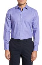 Men's Lorenzo Uomo Trim Fit Mini Check Dress Shirt - 34 - Purple
