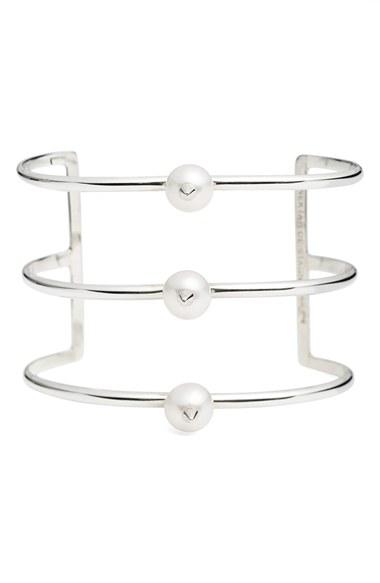 Women's Nektar De Stagni 'new Classics' Spike Cultured Pearl Triple Row Cuff