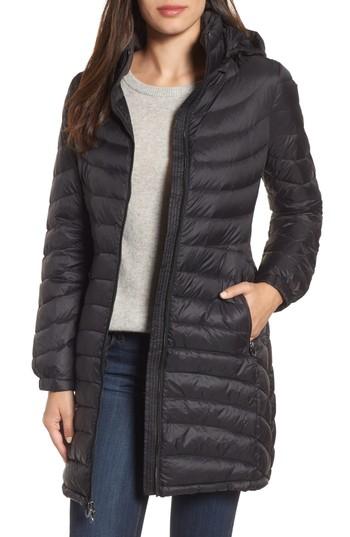 Women's Michael Michael Kors Hooded Down Coat - Black