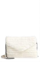 Violet Ray New York Quilted Faux Fur Crossbody Bag - White
