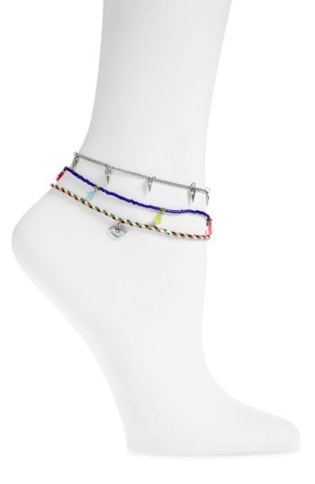 Women's Topshop Set Of 3 Mixed Anklets