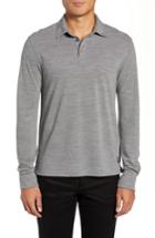 Men's Z Zegna Trim Fit Wool Long Sleeve Polo Shirt - Grey