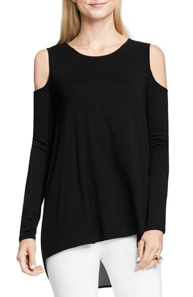 Women's Vince Camuto Cold Shoulder Mixed Media Top