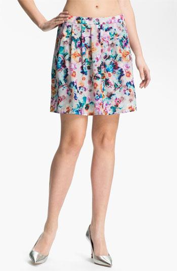 Hinge Print Pleated Skirt Layered Floral 0