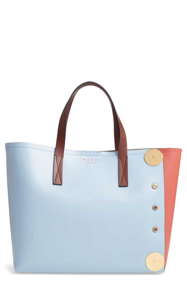 Marni Colorblock East/west Leather Tote - Blue