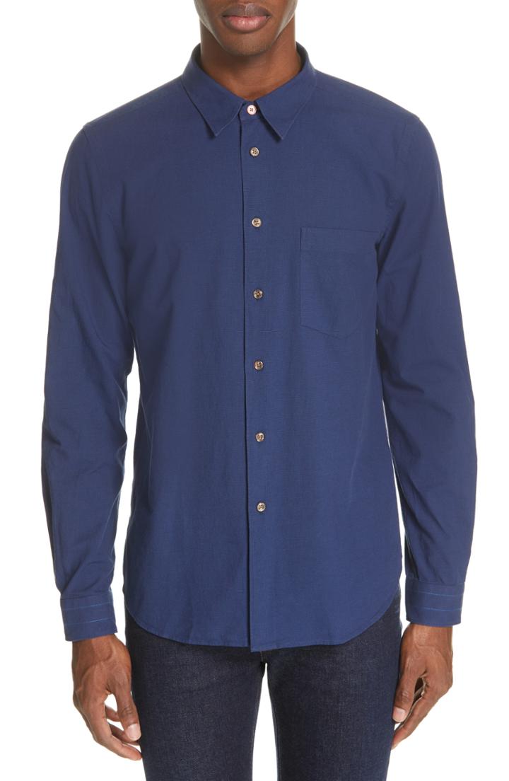 Men's Ps Paul Smith Contrast Sport Shirt - Blue