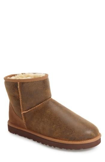 Men's Ugg Classic Mini Bomber Boot With Genuine Shearling Or Uggpure(tm) Lining M - Brown