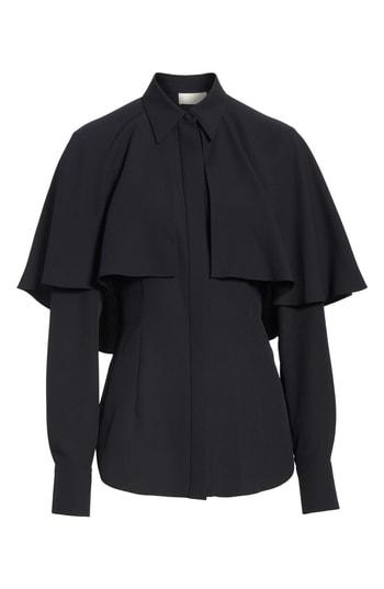 Women's Sara Battaglia Cape Detail Blouse Us / 38 It - Black