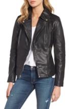 Women's Guess Leather Moto Jacket - Black