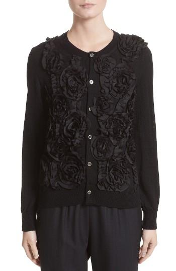 Women's Comme Des Garcons Floral Applique Button Cardigan