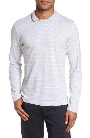 Men's Eleventy Stripe Crewneck Polo Shirt - Grey