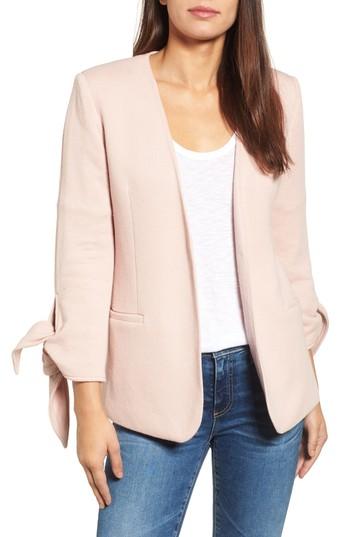Women's Olivia Moon Tie Sleeve Knit Blazer - Pink