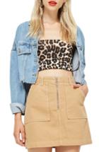 Women's Topshop Denim Utility Skirt Us (fits Like 0) - Brown