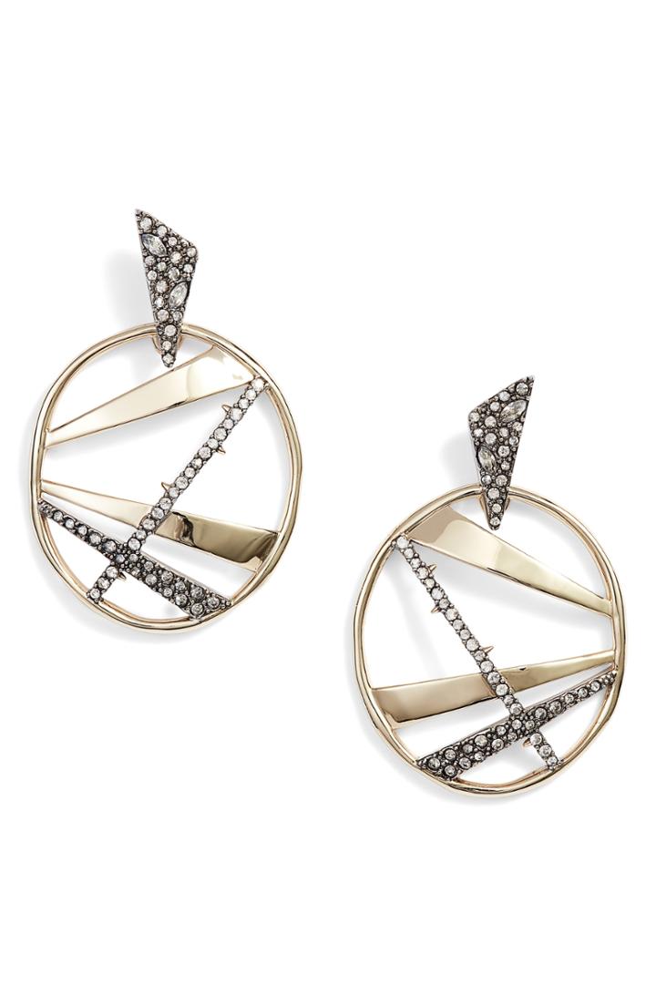 Women's Alexis Bittar Large Crystal Encrusted Plaid Hoop Earrings