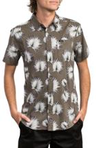 Men's Rvca Palms Woven Shirt, Size - Green