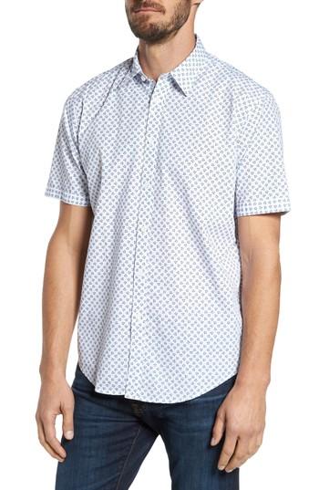 Men's Coastaoro Santo Regular Fit Print Sport Shirt - White