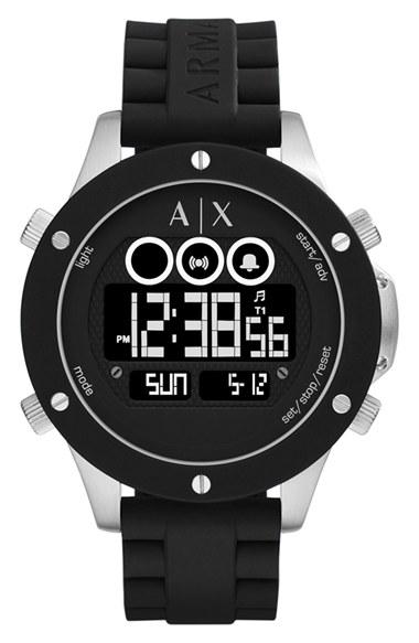 Men's Ax Armani Exchange Multifunction Digital Silicone Strap Watch, 48mm