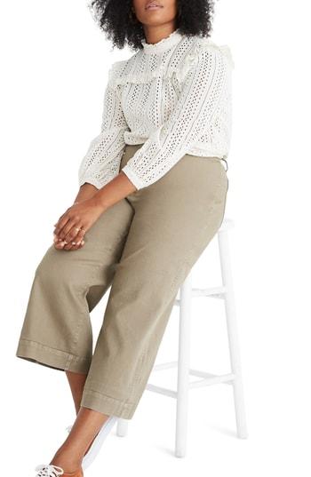 Women's Madewell Eyelet Ruffle Mock Neck Top - Beige