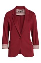 Petite Women's Gibson Roll Sleeve Knit Blazer P - Red