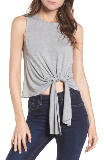 Women's Astr The Label Tie Waist Crop Tank - Grey