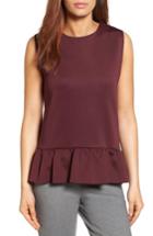 Women's Halogen Ruffle Hem Knit Tank, Size - Burgundy