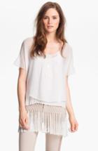 Women's Haute Hippie Embroidered & Fringe Hem Blouse