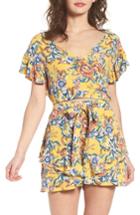 Women's Bp. Floral Surplice Crop Top, Size - Yellow
