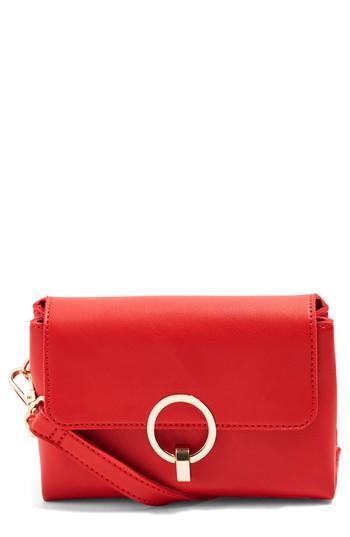Topshop Oslo Clean Circle Lock Crossbody Bag - Red
