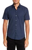 Men's Boss Ronny Trim Dot Print Sport Shirt, Size - Blue