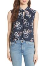 Women's Rebecca Taylor Floral Knotted Silk Top - Blue