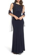 Women's Xscape Crystal Embroidered Mermaid Gown - Blue