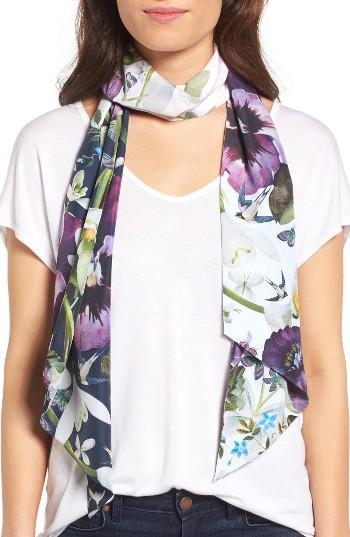 Women's Ted Baker London Ebanie Entangled Enchantment Skinny Scarf, Size - Blue