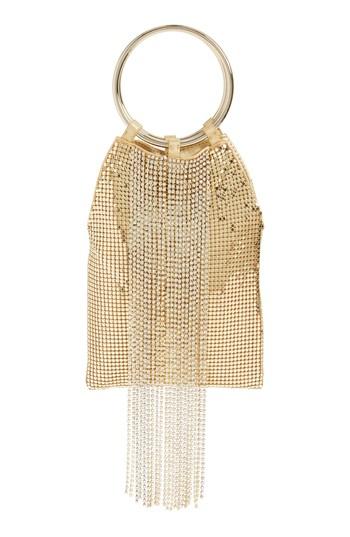 Whiting & Davis Cascade Crystal Fringe Mesh Bracelet Bag - Metallic