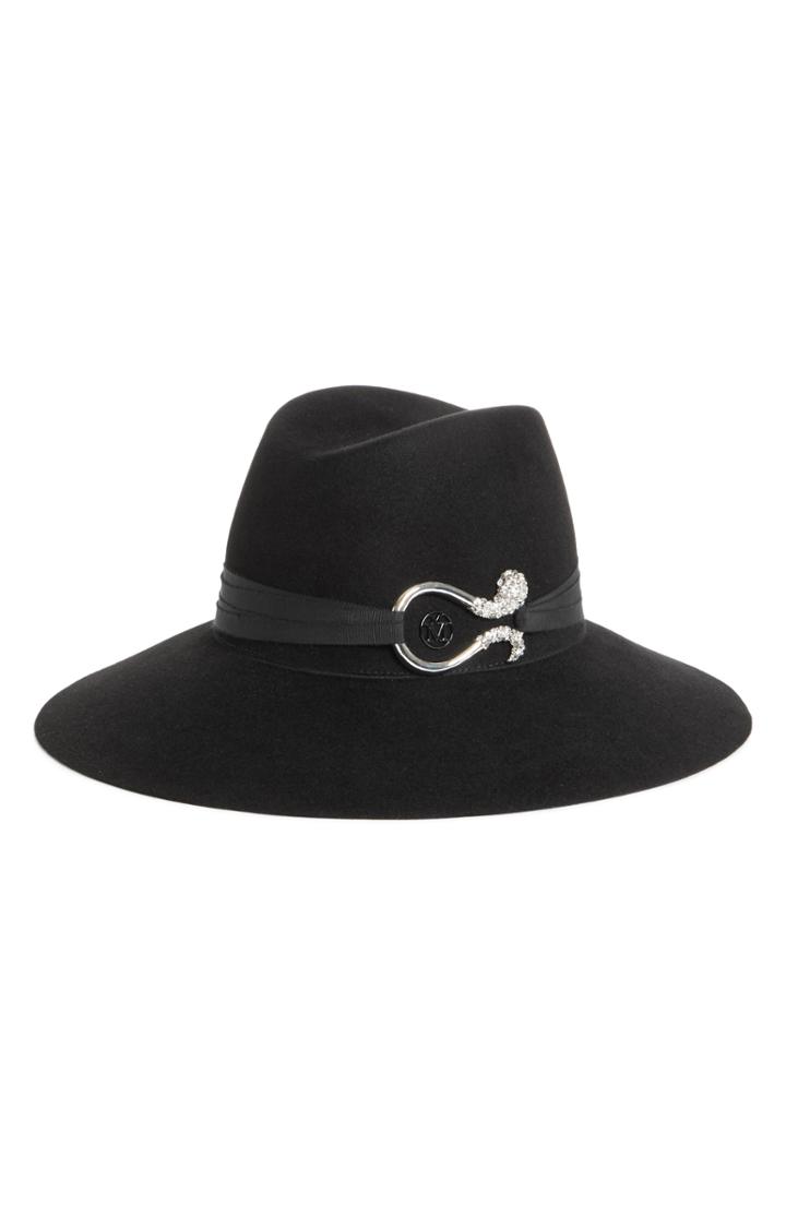 Women's Maison Michel Kate Strass Tentacles Rabbit Hair Felt Hat - Black