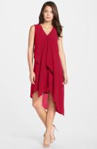 Women's Adrianna Papell Ruffle Front Crepe High/low Dress - Red