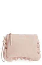 Sole Society Faux Leather Ruffle Clutch - Pink