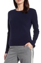 Women's Halogen Scallop Trim Sweater, Size - Blue