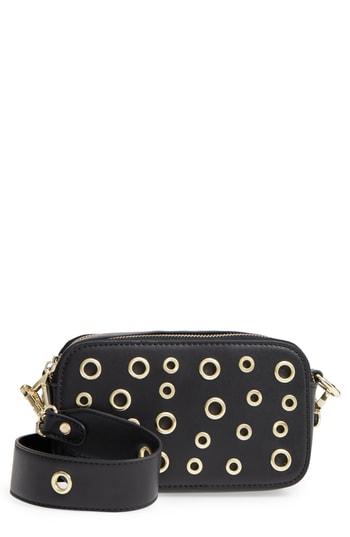 Emperia Dyana Grommet Faux Leather Crossbody Bag - Black