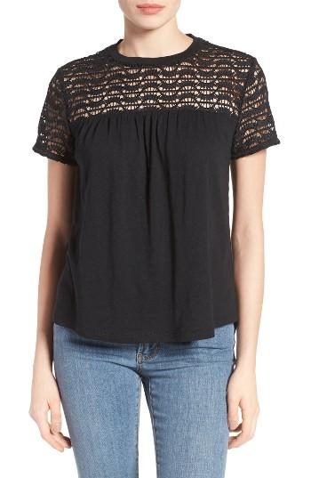 Women's Caslon Lace Yoke Knit Top - Black