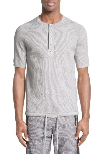 Men's Helmut Lang Short Sleeve Henley - Grey