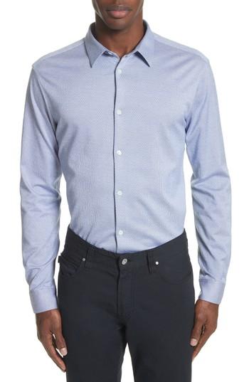 Men's Emporio Armani Trim Fit Yarn Dyed Sport Shirt - Blue