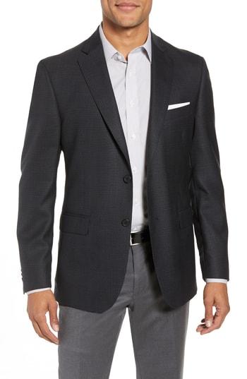 Men's John W. Nordstrom Traditional Fit Plaid Wool Sport Coat R - Grey