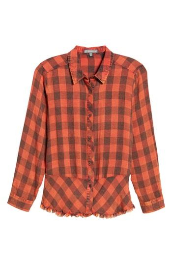 Women's Wit & Wisdom Peplum Plaid Shirt - Red