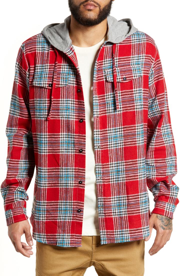 Men's Lira Clothing Hobbs Mix Media Cotton Flannel Hoodie